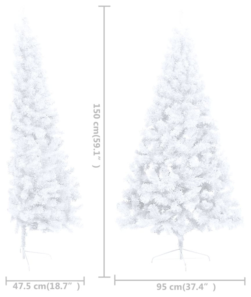 vidaXL Christmas Tree Artificial Half-Circle Xmas Tree with Stand White PVC