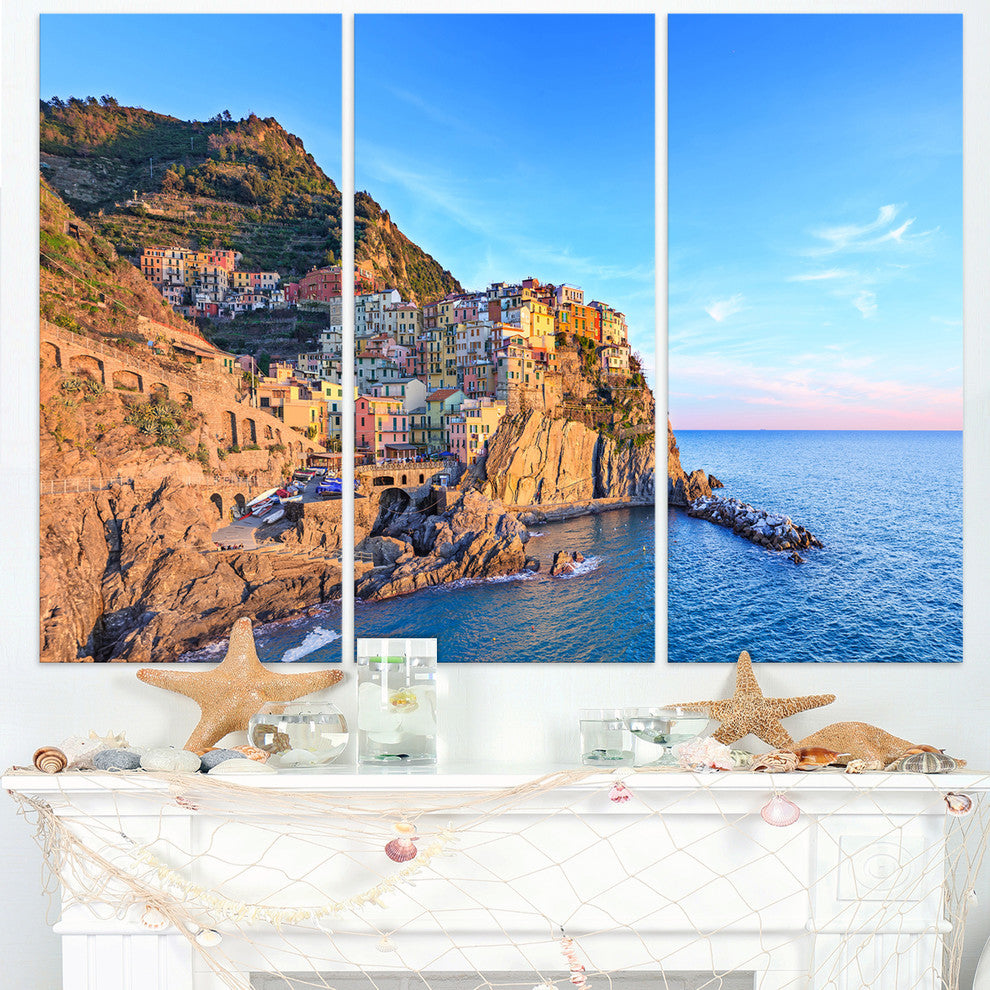 "Manarola Village Cinque Terre Italy" Metal Wall Art, 3 Panels, 36"x28"