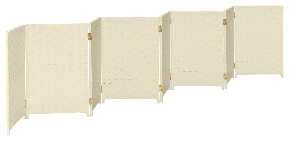 2 ft. Short Woven Fiber Room Divider 6 Panel Cream