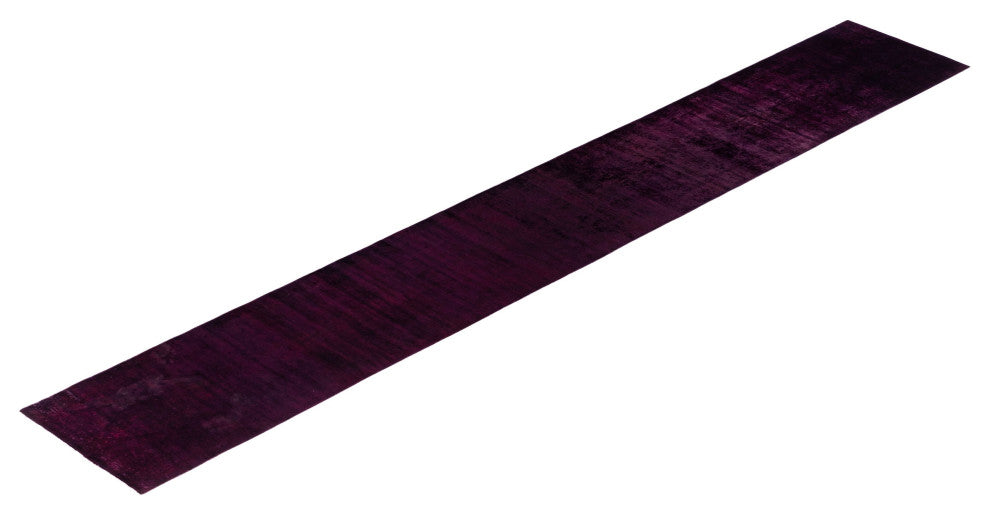 Overdyed One-of-a-Kind Hand-Knotted Area Rug Purple, 2' 5" x 16' 4"