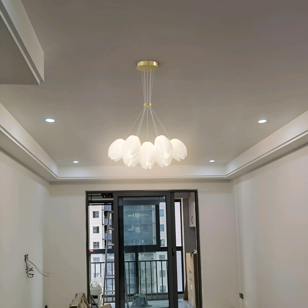 Idro | Modern Ceiling Chandelier in the Shape of Flower for Bedroom, Dining Room, 13 Heads, Trichromatic Light