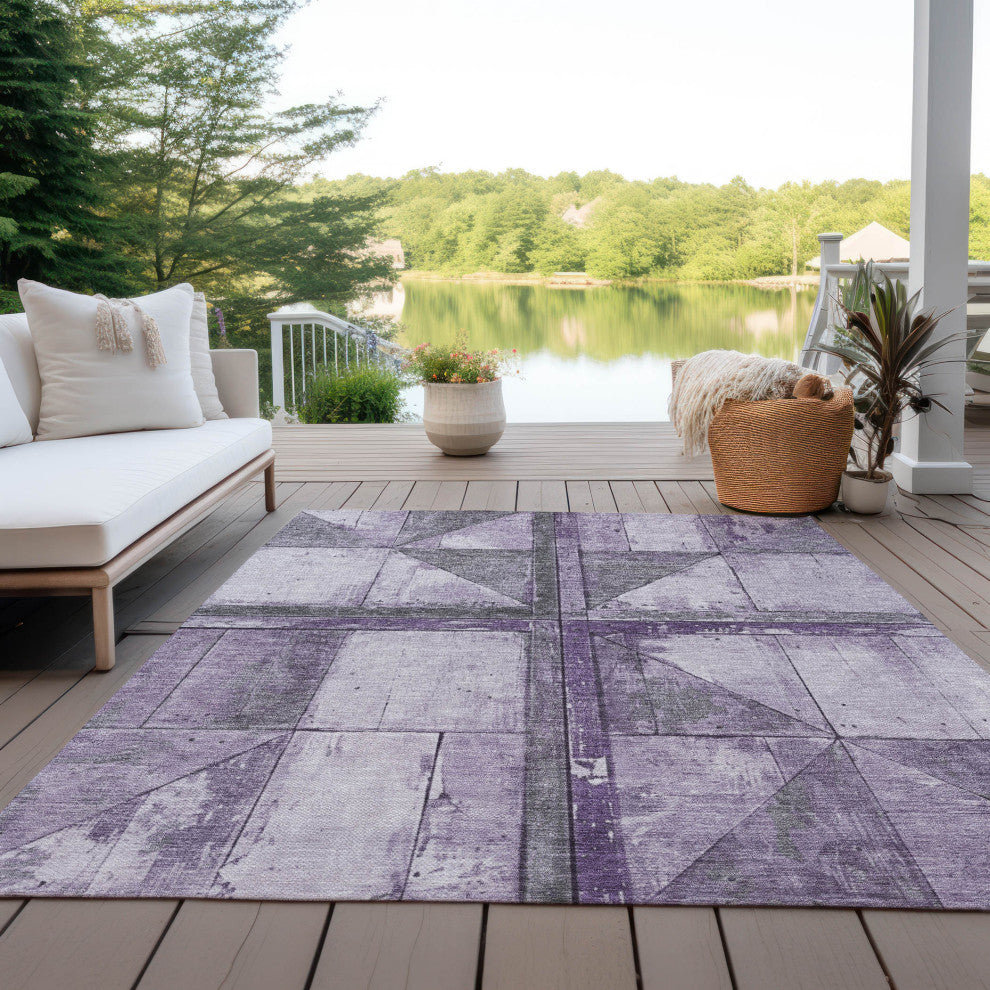 Machine Washable Indoor/Outdoor Chantille ACN1876 Purple 2'6" x 3'10" Rug
