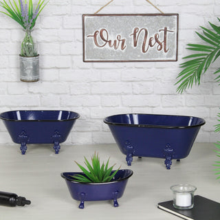 Lavande Metal Fleur-de-Lis Tub Decor - Small - Navy Blue