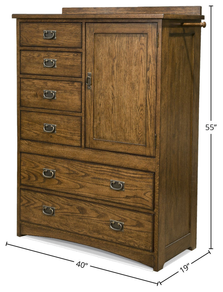 Oak Park 6-Drawer Chest With Door, Mission