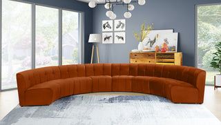 Limitless Velvet Upholstered 8-Piece Modular Sectional, Cognac
