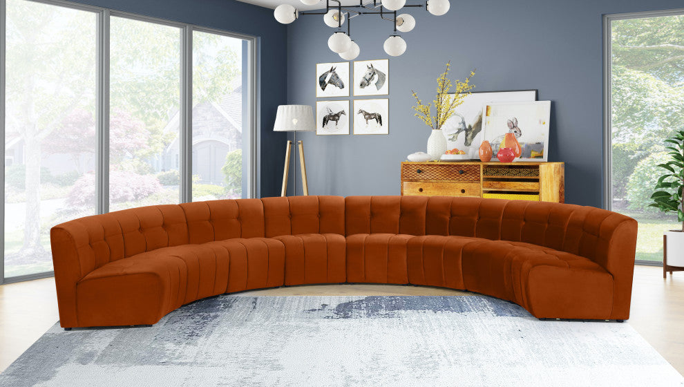 Limitless Velvet Upholstered 8-Piece Modular Sectional, Cognac
