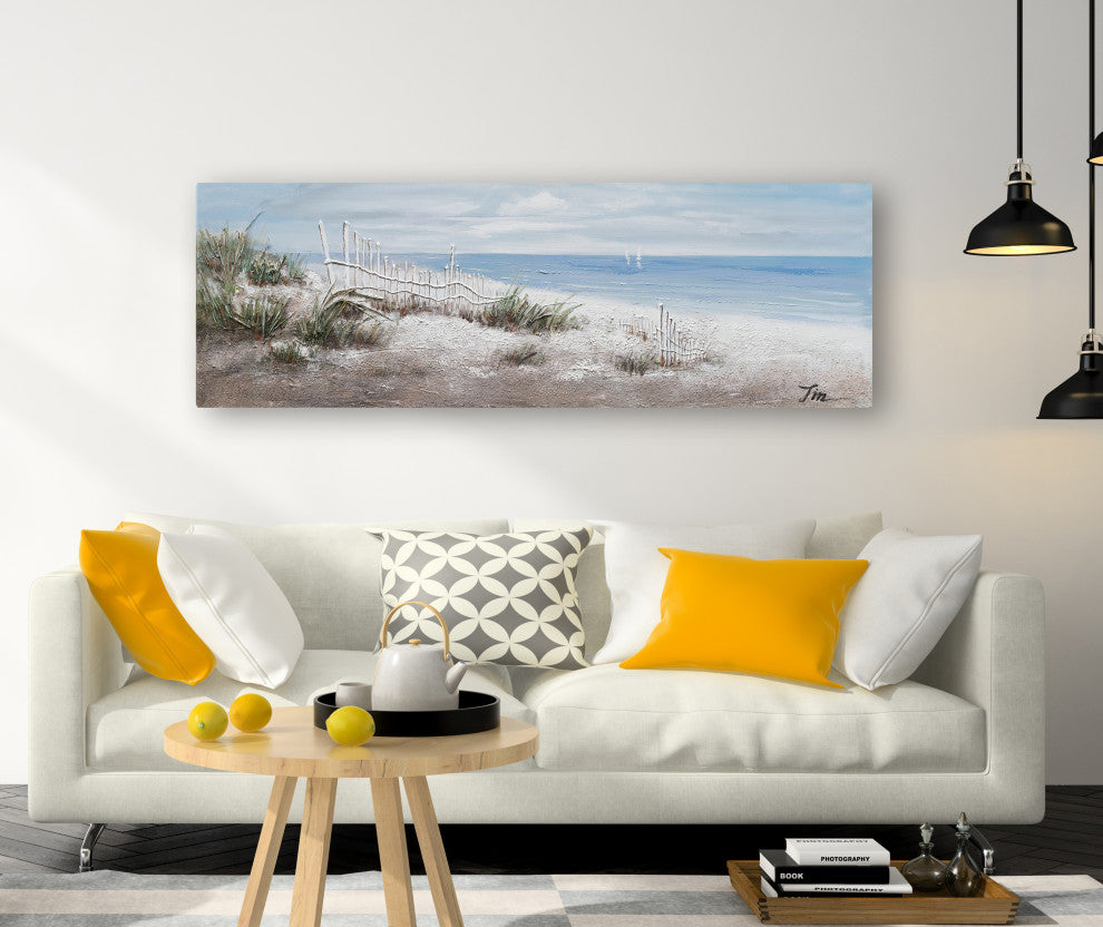 "Beach Vibes" Hand Painted Canvas Art, 60"x20", Wrapped Canvas Painting