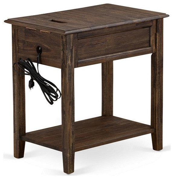 Night Stand, 1 Wood Drawer, Stable, Sturdy Constructed Distressed Jacobean