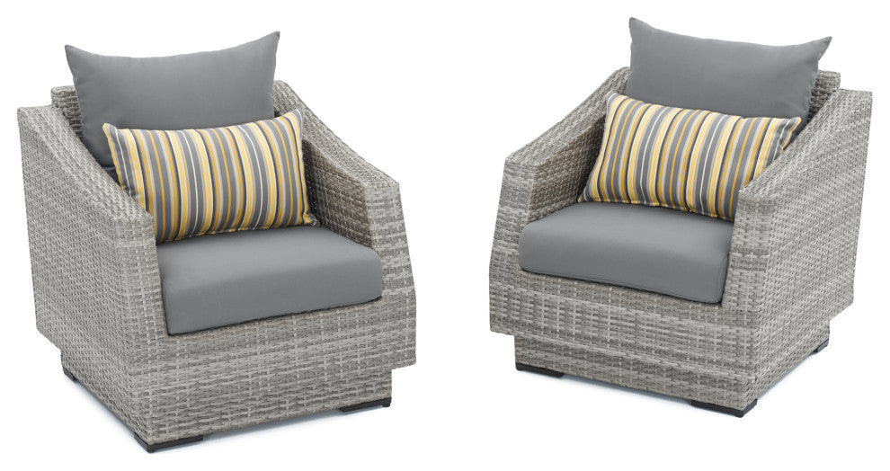 Cannes 5 Piece Sunbrella Outdoor Patio Fire Chat Set, Charcoal