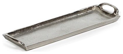 Khanya Rectangular Aluminum Trays, Set of 2, Silver Nickel