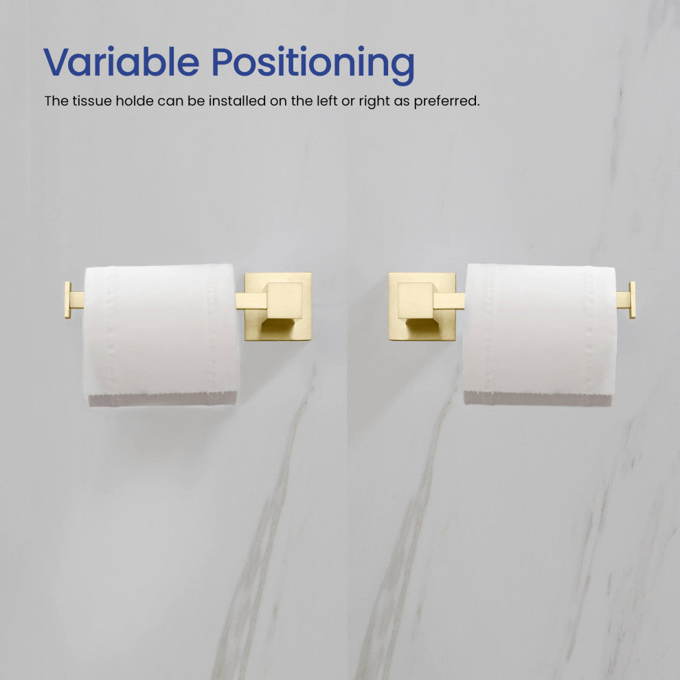 Cube 5-Piece Bathroom Hardware Set, Brushed Gold