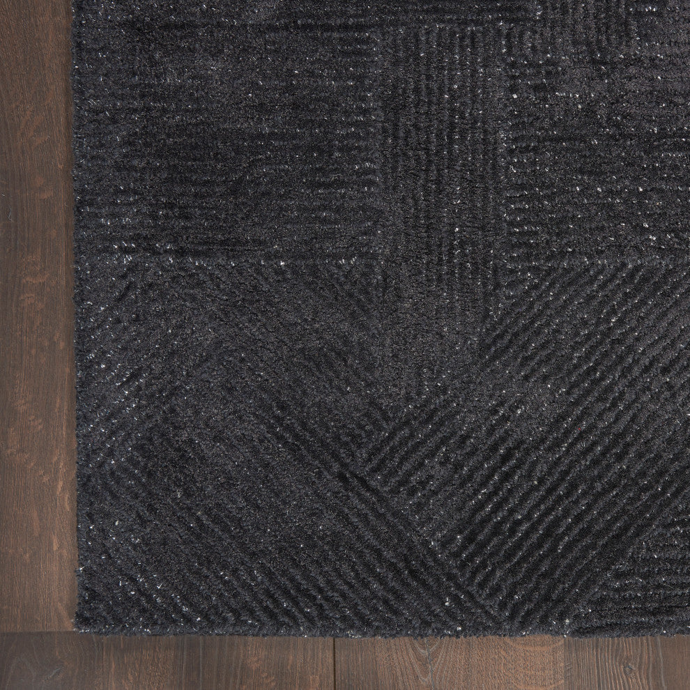 Michael Amini Ma30 Star 4' x 6' Black Modern Indoor Area Rug