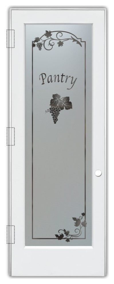 Pantry Door - Grape Cluster Grape Ivy - Primed - 30" x 84" - Knob on Right -...