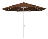 11' Aluminum Umbrella Collar Tilt Matted White, Olefin, Teak