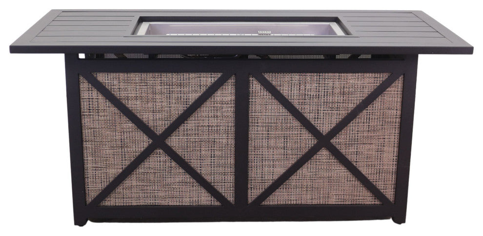 Courtyard Casual Santa Fe Rectangle Sling Base Fire Pit With Amber Fire Glass