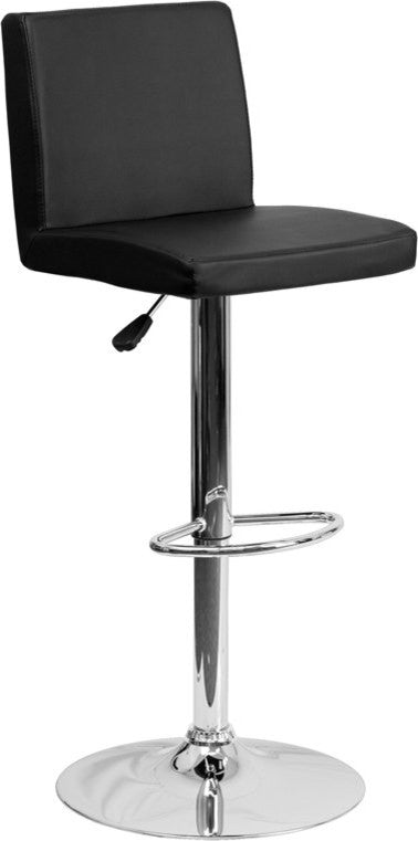 Estella Lori Mid-Back Black Vinyl Swivel Adjustable Barstool