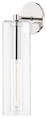 Belinda 1-Light 19" Wall Sconce, Polished Nickel, Clear Glass
