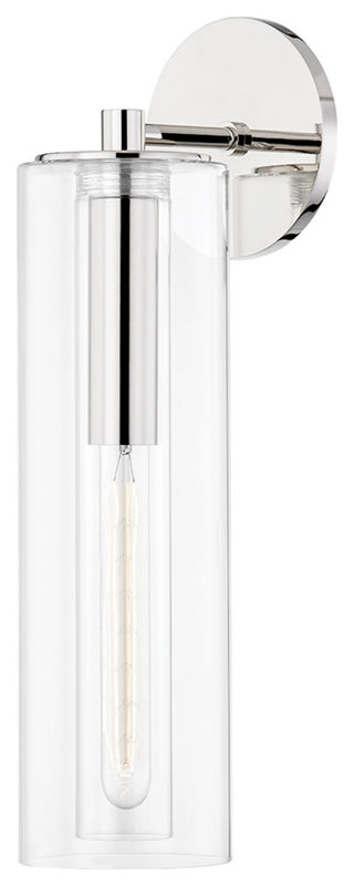 Belinda 1-Light 19" Wall Sconce, Polished Nickel, Clear Glass