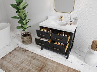 Parker 36" Single Sink Bath Vanity, Black 2" Calacatta Sienna
