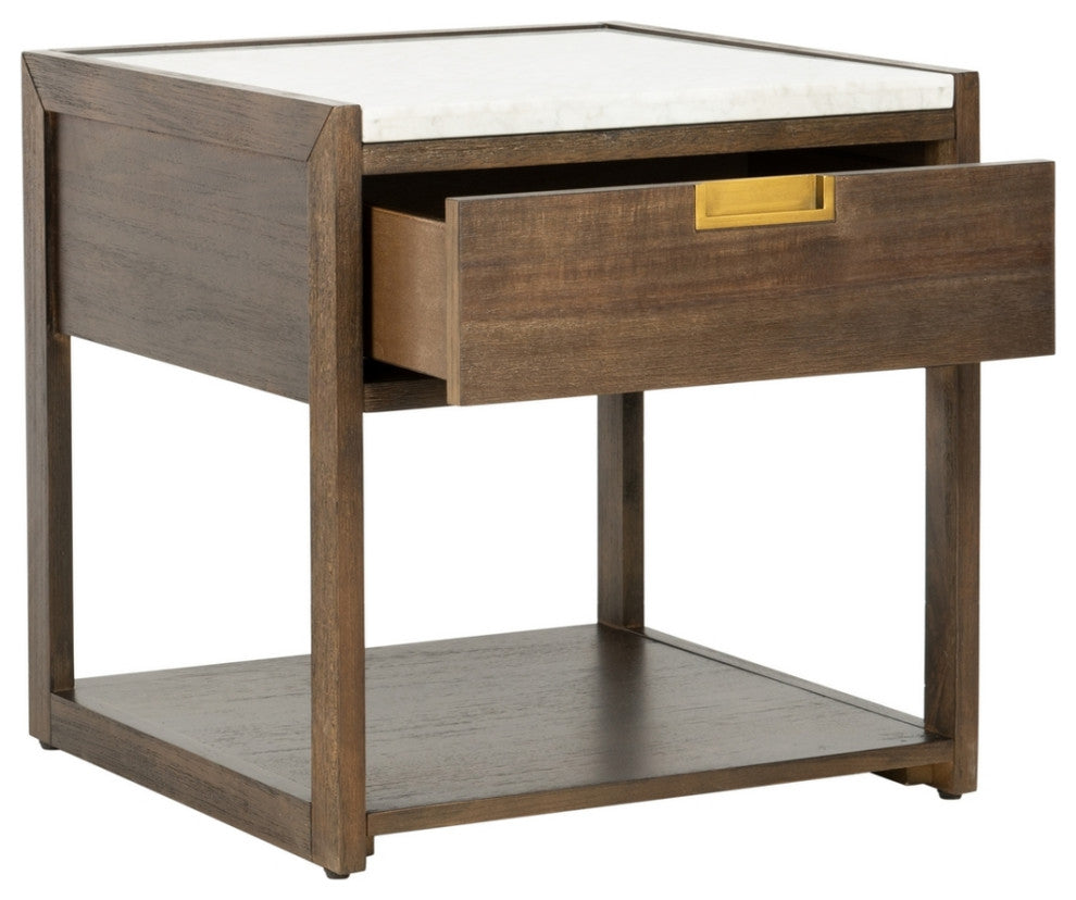 Safavieh Couture Adeline 1 Drawer Nightstand, Dark Chocolate