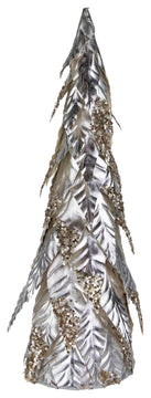 20" Platinum and Champagne Sequins Table-Top Layered Christmas Cone Tree