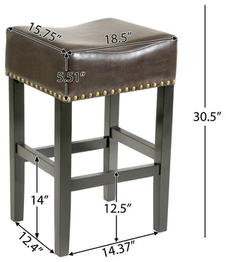 GDF Studio Chantal Backless Leather Stools, Set of 2, Brown, Bar Height