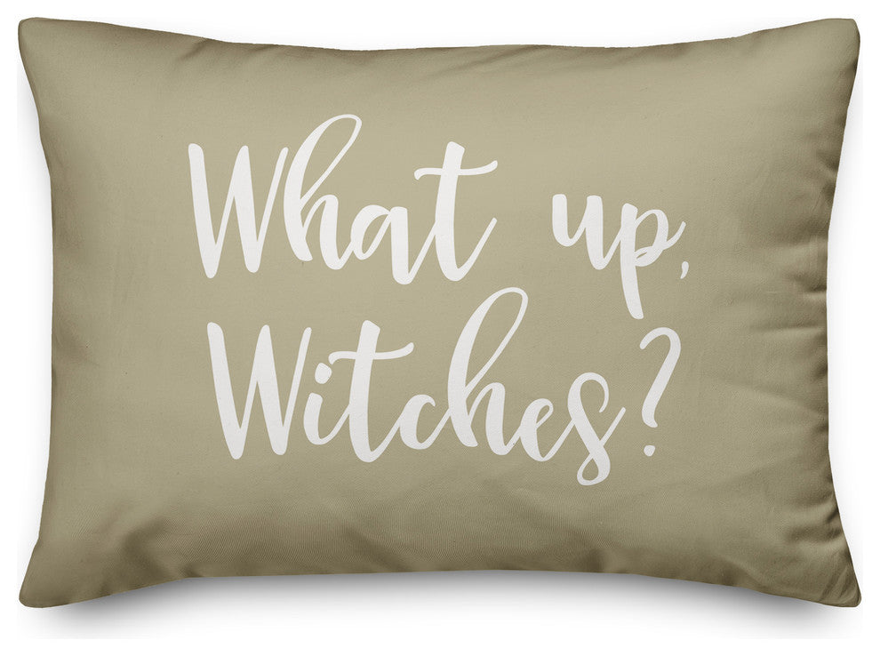 What Up, Witches? Lumbar Pillow, Beige, 14"x20"