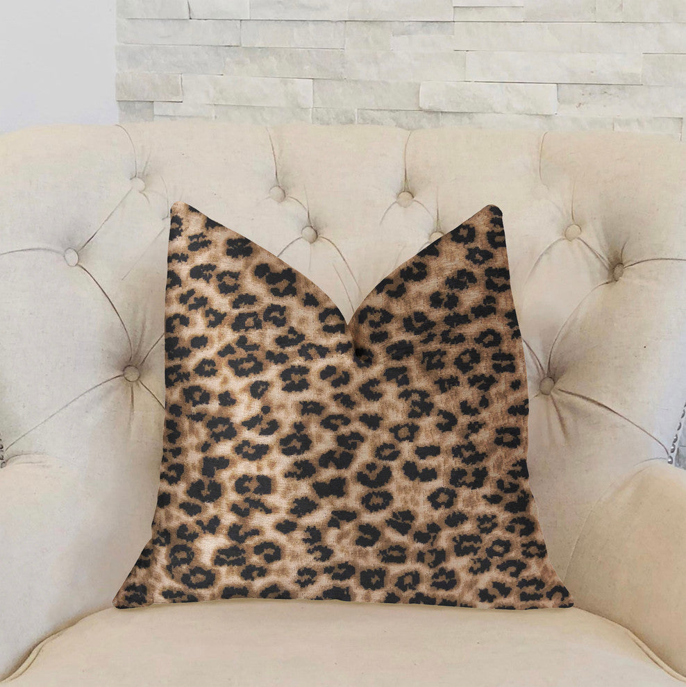 Crimson Cheetah Black and Brown Luxury Throw Pillow, 18"x18"