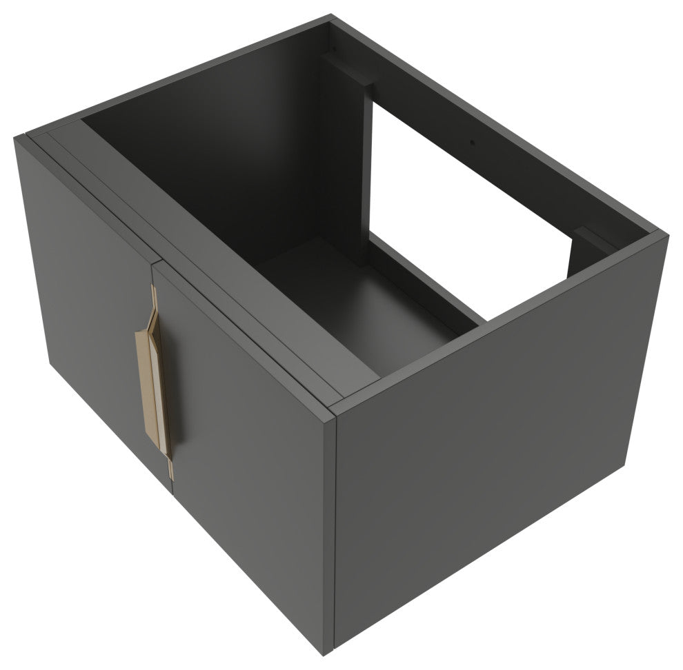 CastelloUSA Alpine 24" Wall Mounted Vanity, Base Only, Black, Gold Handles