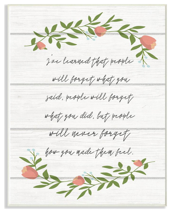 Feeling Flower Wreath Inspirational Word Family, 12"x18"