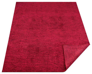 Hand Knotted Loom Silk Area Rug Solid Dark Red