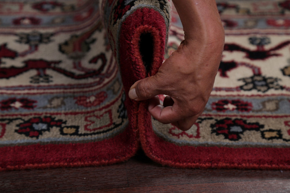 Traditional Heriz Oriental Carpet Handmade Indian Area Rug, Red, 14'9"x11'11