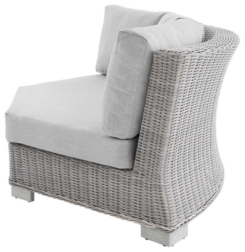 Lounge Sectional Sofa Chair Table Set, Rattan, Wicker, Gray, Outdoor