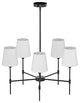 Black 5-Light Kitchen Island Chandelier with White Glass Shades