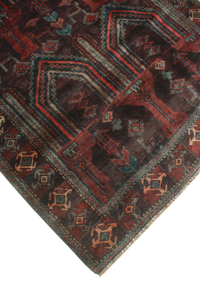 Fine Vintage Distressed Ines Brown/Charcoal Runner, 4'1x8'10