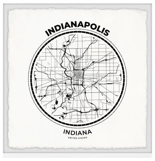 "Indianapolis Outline Map" Framed Painting Print, 32x32