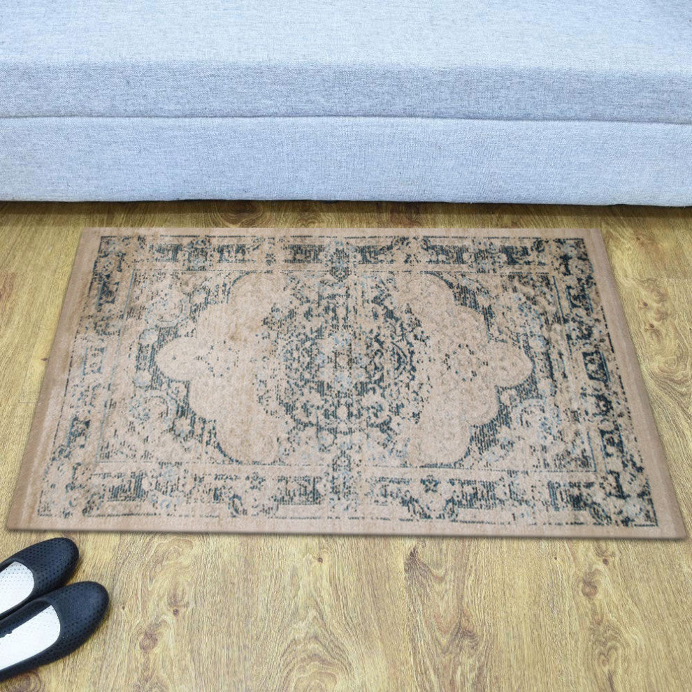 Machine Made Polyester Durable Indoor Outdoor Washable Oriental Pattern Footmat