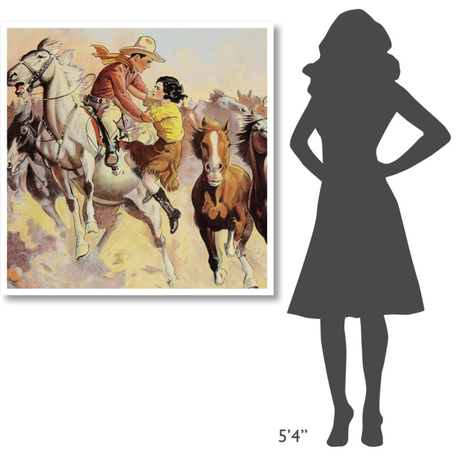 "Vintage Westerns: Phantom of the West - Ghost Riders - Detail" Print, 42"x42"