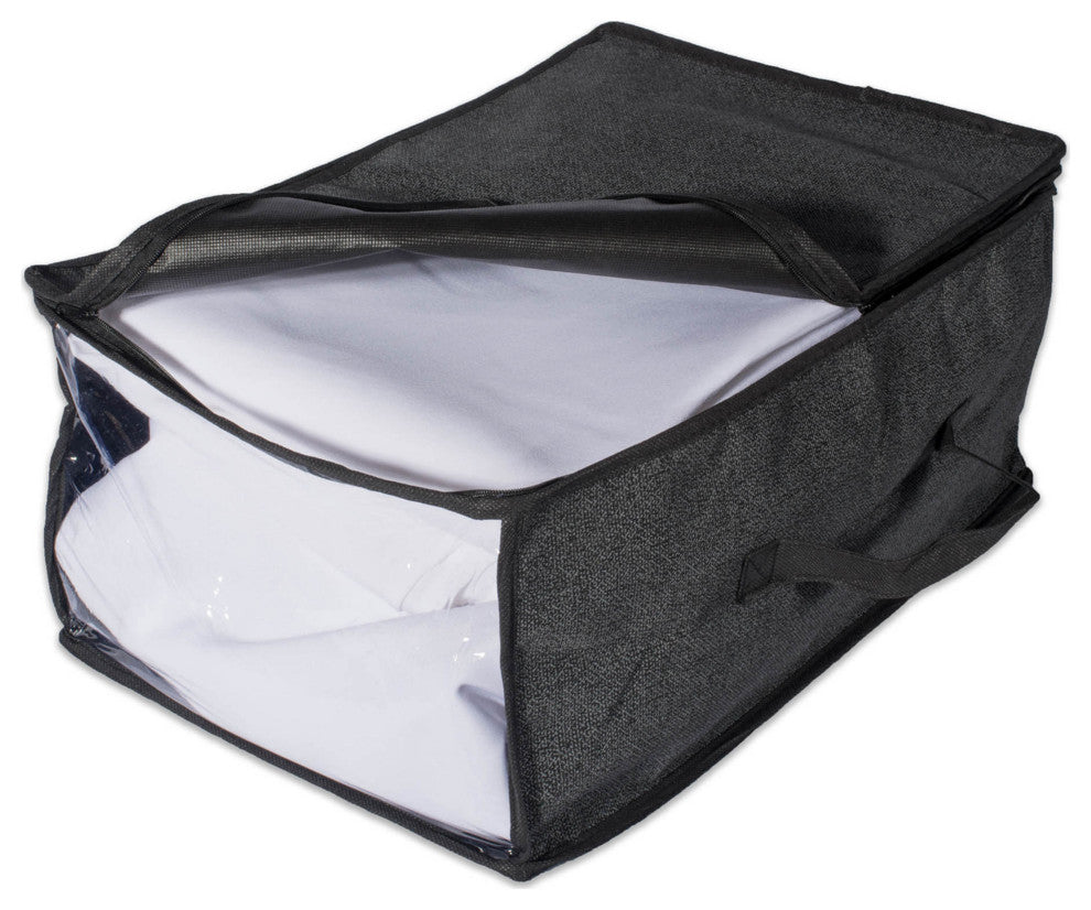 Black Linen Soft Storage 18"x12"x8", Set Of 2