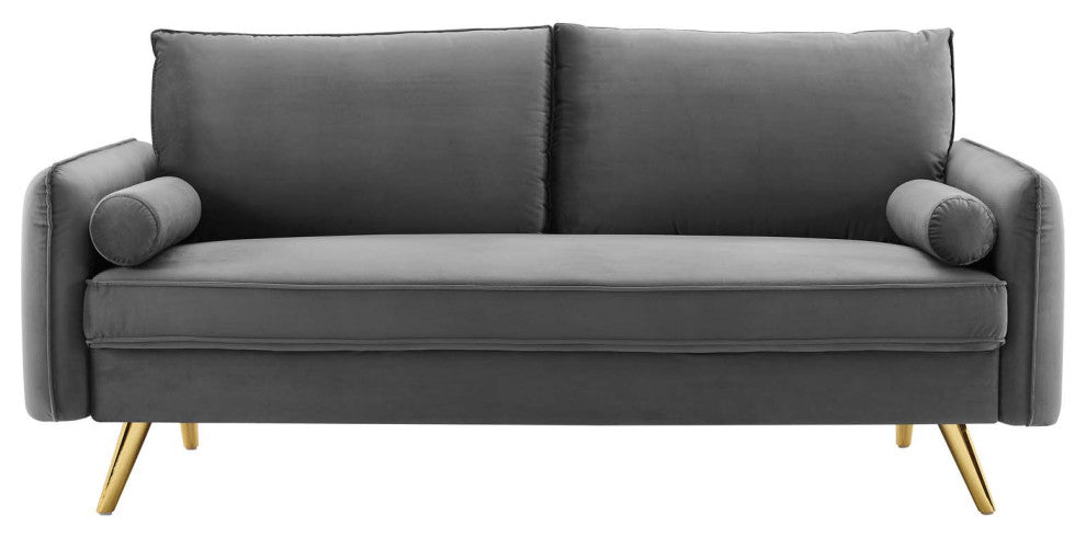 Revive Performance Velvet Sofa - Gray