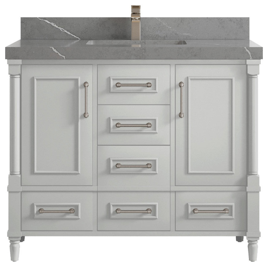 Aberdeen 42 Single Sink Bath Vanity in Coventry Gray 2" Piatra Gray
