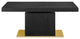Dining Table, Rectangular, Wood, Metal, Black, Gold, Modern, Bistro Restaurant