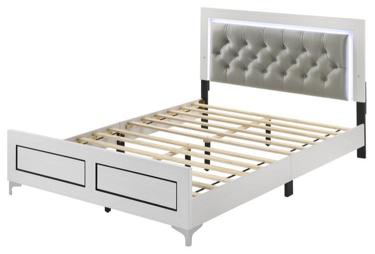 Rebecca Platform Bed, Gray/White, King