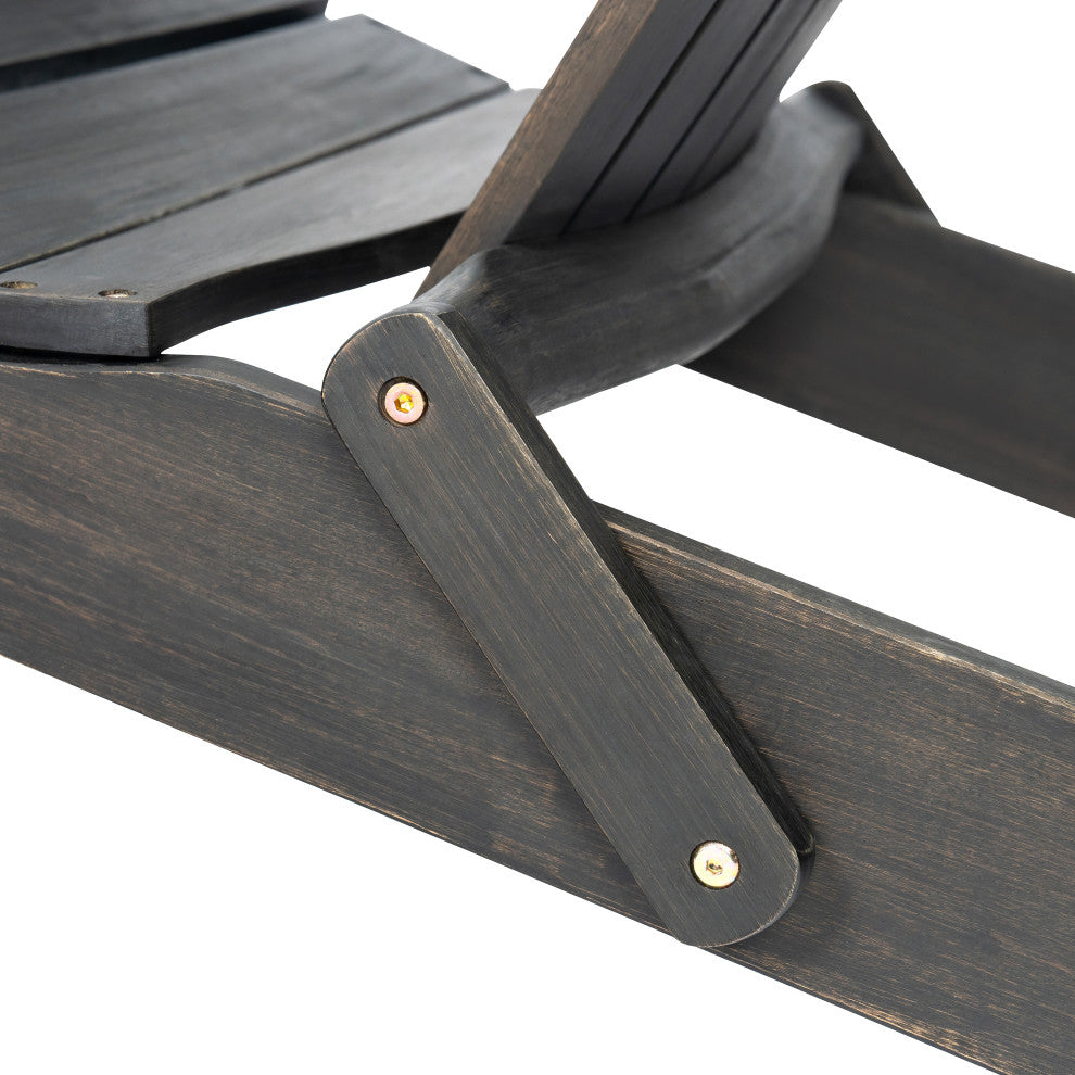 GDF Studio Hillary Dark Gray Acacia Wood Folding Adirondack Chair, Single