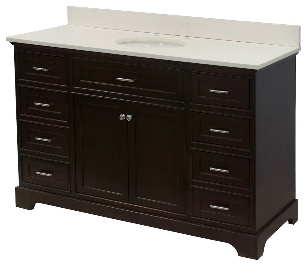 Aria 60" Bathroom Vanity, Chocolate, Quartz, Single Vanity