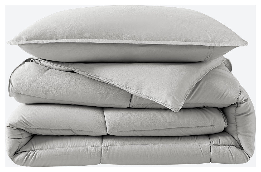 Bare Home Down Alternative Comforter Set, Light Gray, Twin/Twin Xl