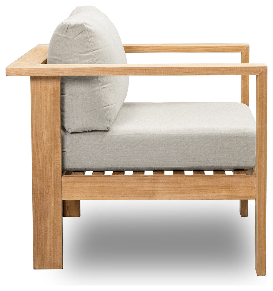 Ando Teak Club Chair, Cast Silver