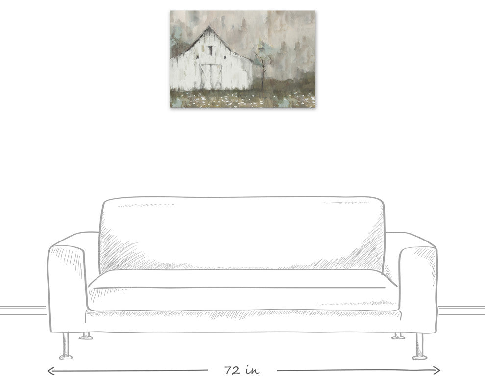 White Distressed Barn 30 x 20 Canvas Wall Art
