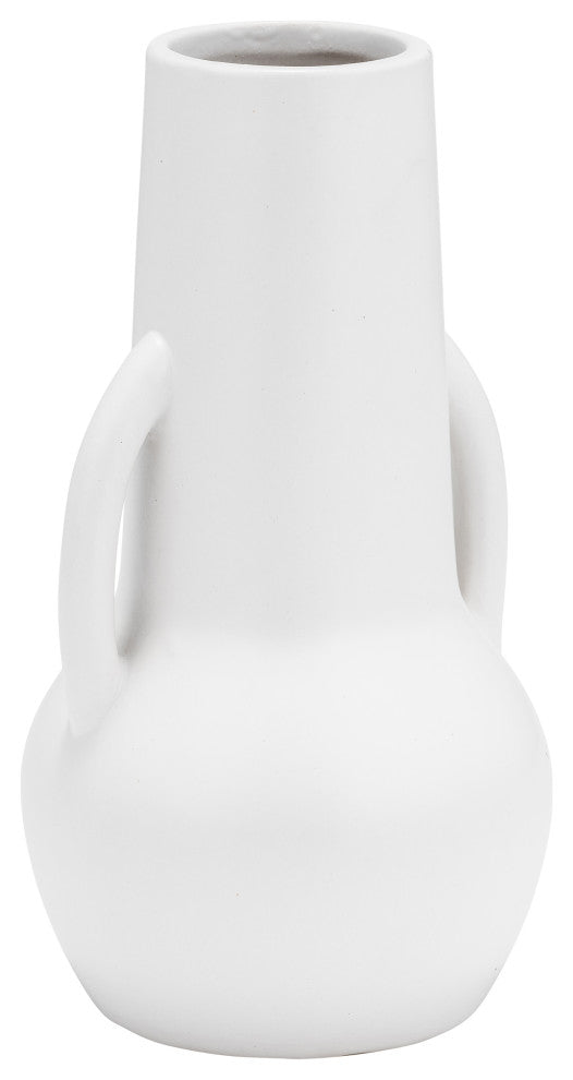 Ceramic 8", Vase, Handles, White