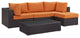 Modway Convene 5 Piece Outdoor Patio Sectional Set, Espresso Orange